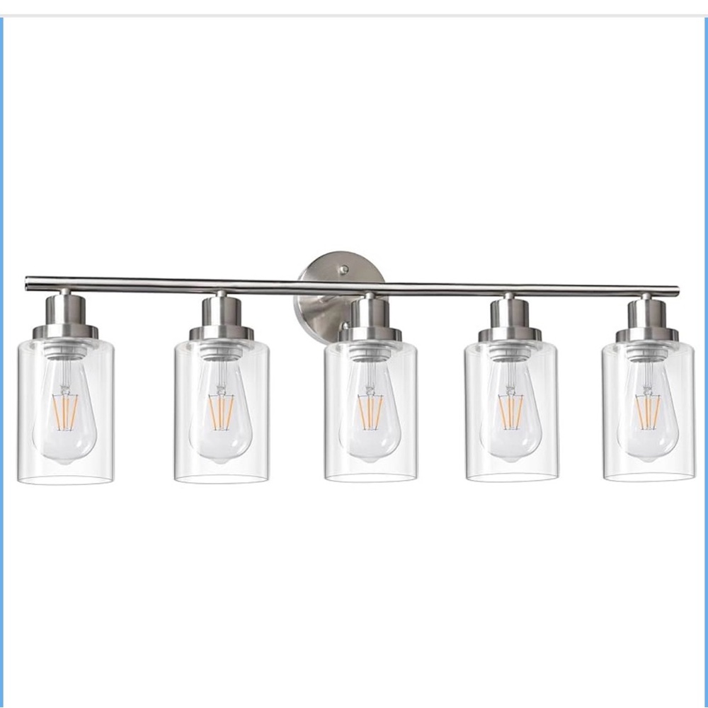 Modern Silver Wall Sconce with Clear Glass Shades